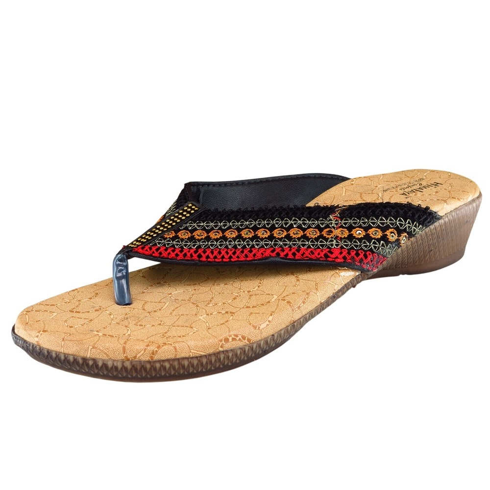 Himalaya‎ Sz 41 M Black Flip Flop Fabric Women Sandals
